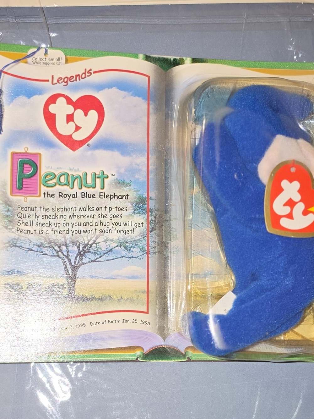 Ty Peanut Royal Blue Elephant Plush - Beanie Legends